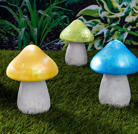 LED Solar Pilz mit Farbwechsel 3er Set