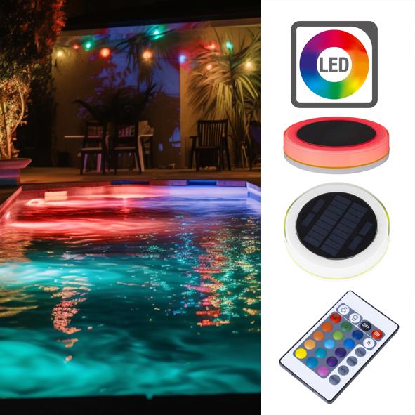 LED Poollampe, solarbetrieben, Durchmesser ca.15cm