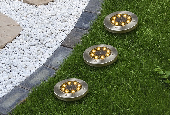 LED Solar Bodenleuchte 3er Set