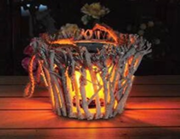 LED Solar Laterne aus Weidenholz