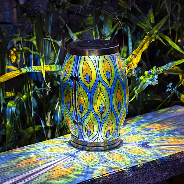 LED Solar Laterne Pfau