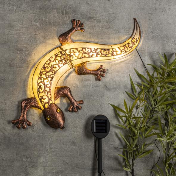 Gecko, LED, Solar, Wandlicht