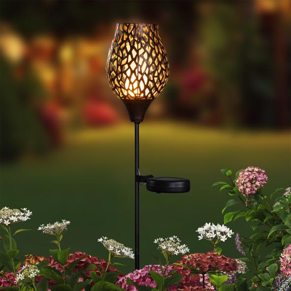 LED Solar Gartenstecker aus Metall