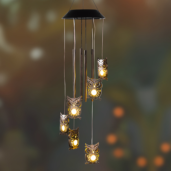 LED Solar-Windspiel Eule