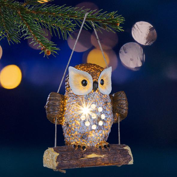 LED Solar Eule auf Schaukel