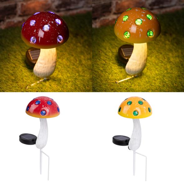 Solar Pilz, warm-weiße LED, sortiert