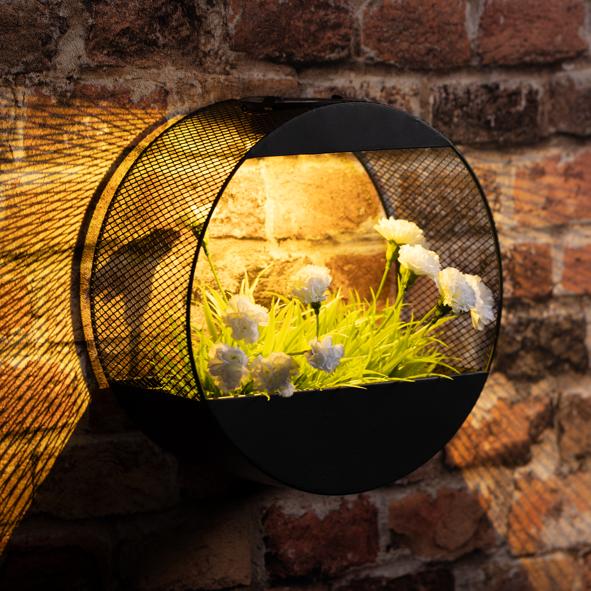 LED Solar Wand-Pflanzgefäß aus Metall