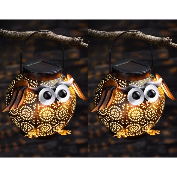 2er Set LED Solar Lampe Eule