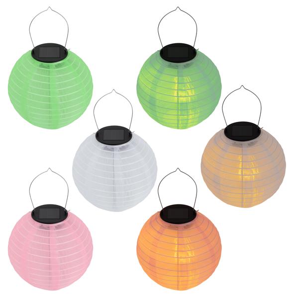 China Lampion bunt Ø 20cm – pink, orange, grün sort. solarbetrieben