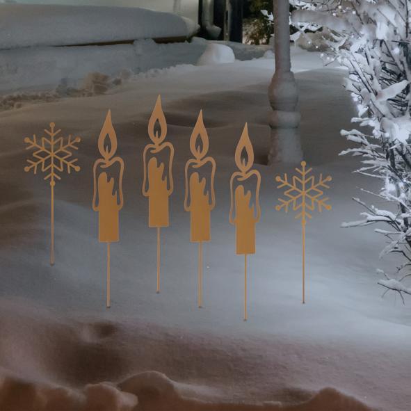 6er Set Gartenstecker aus Rost