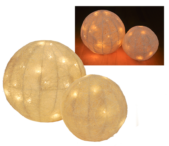 Beleuchtete Sisalkugeln - 2er Set