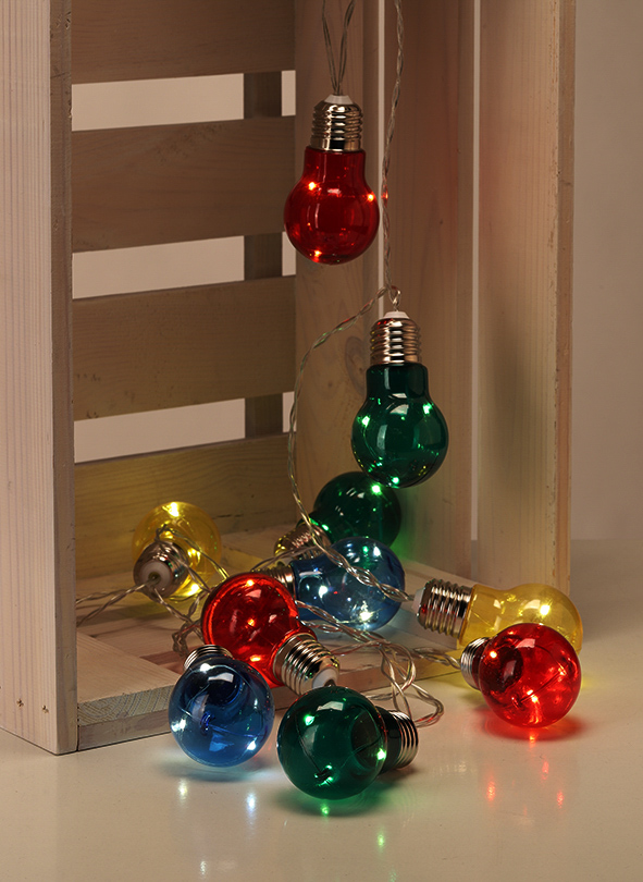 LED Batterie-Lichterkette mit 10 Birnen