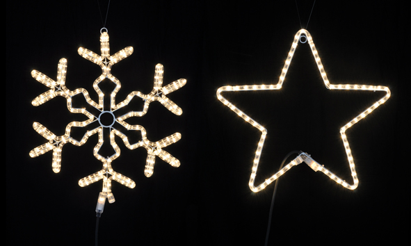 Schneeflocke / Stern mit Lichterschlauch
