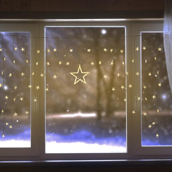 Sternenvorhang mit 90 warm weißen LEDs
