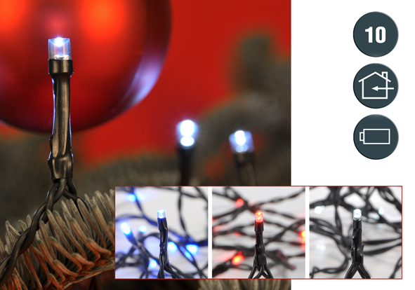 LED Lichterkette mit 10 Lämpchen, sort.