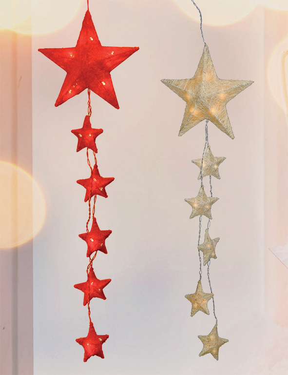Sternenkette aus Sisal mit 6 Sternen