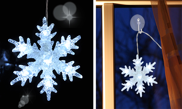 LED Schneeflocke mit Saugnapf