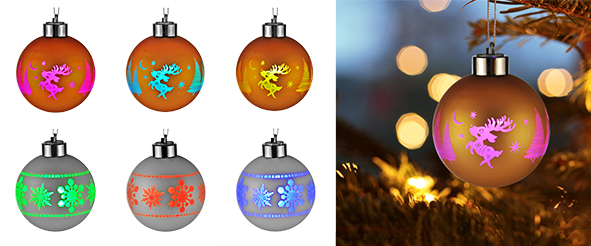 Beleuchtete Christbaumkugel aus Glas