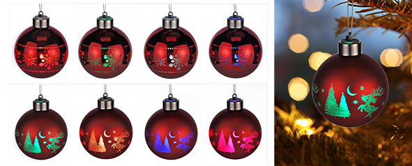 Beleuchtete Christbaumkugel aus Glas