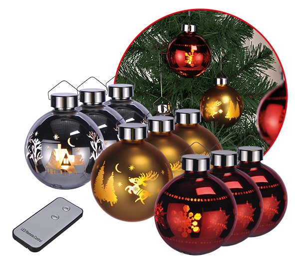 LED Christbaumkugeln 3er Set