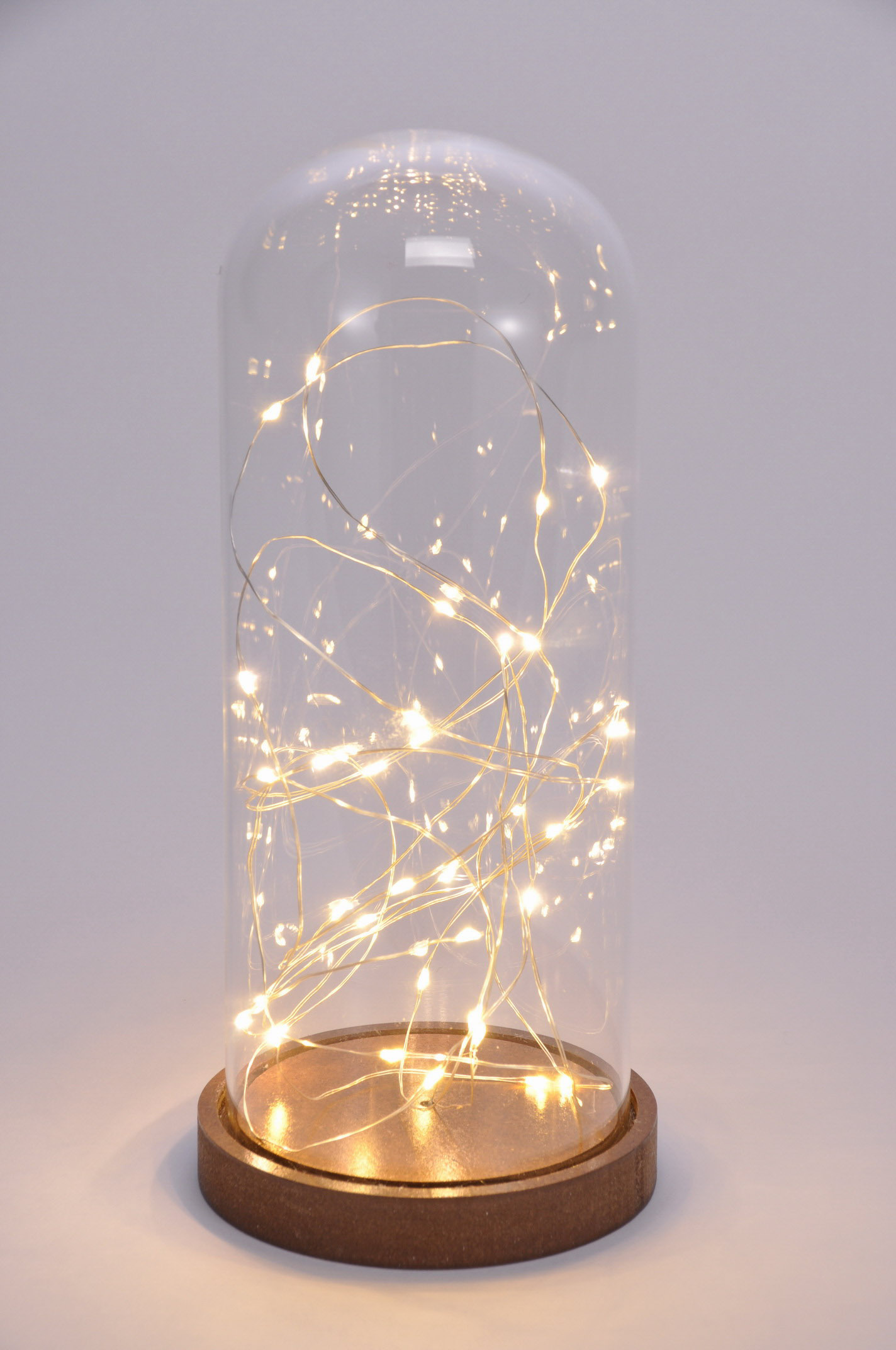 Deko Glasglocke mit 35 Mini-LED