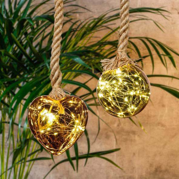 LED Glas Dekoration mit Seil