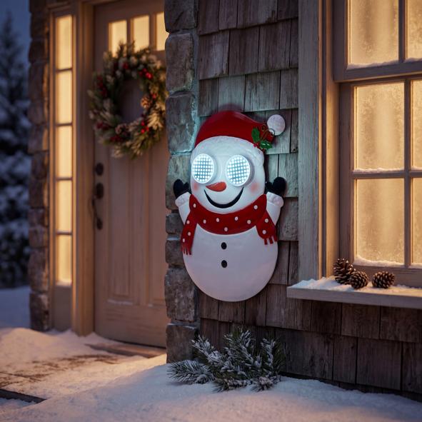 Schneemann mit LED Augen,  – Augen in kalt weiße LED