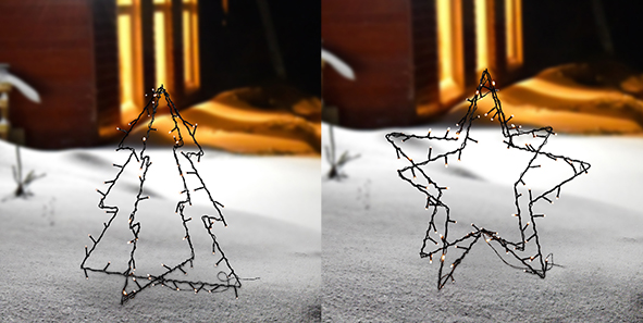 LED 3D Gartenstecker mit Stern und Tannen Design