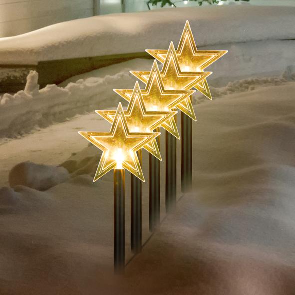 5er Set LED Gartenstecker Stern