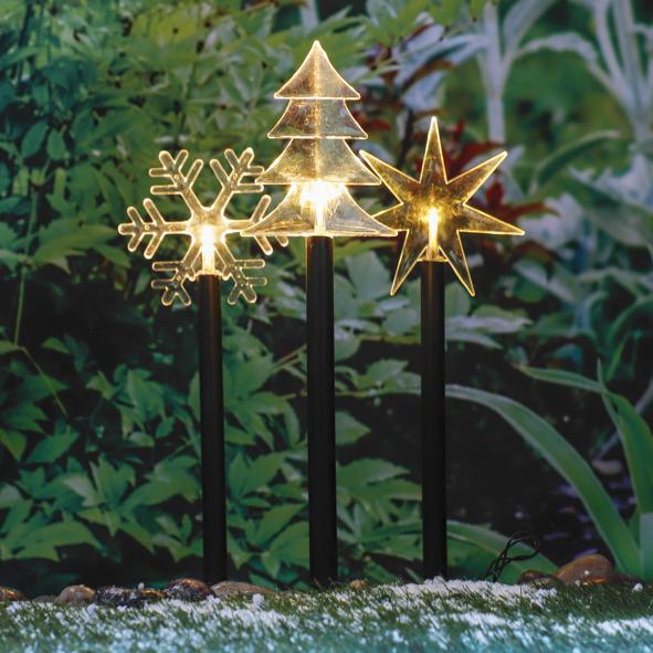3er Set LED Gartenstecker ca. 40 cm