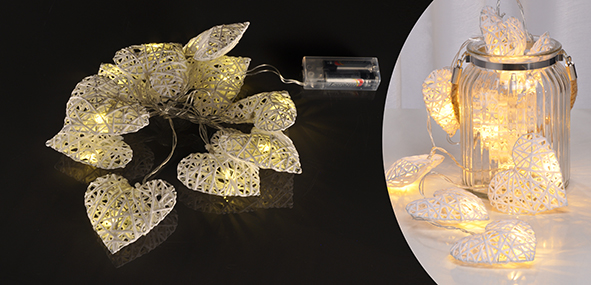 LED Batterie-Lichterkette "Papierherzen"