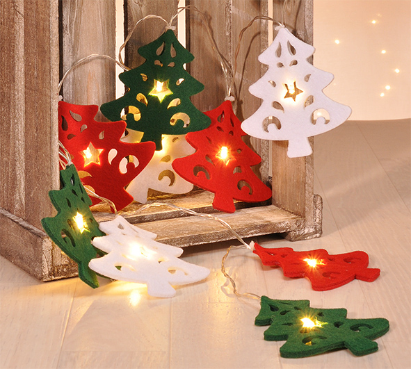 LED Batterie-Lichterkette "Filztannenbäume"