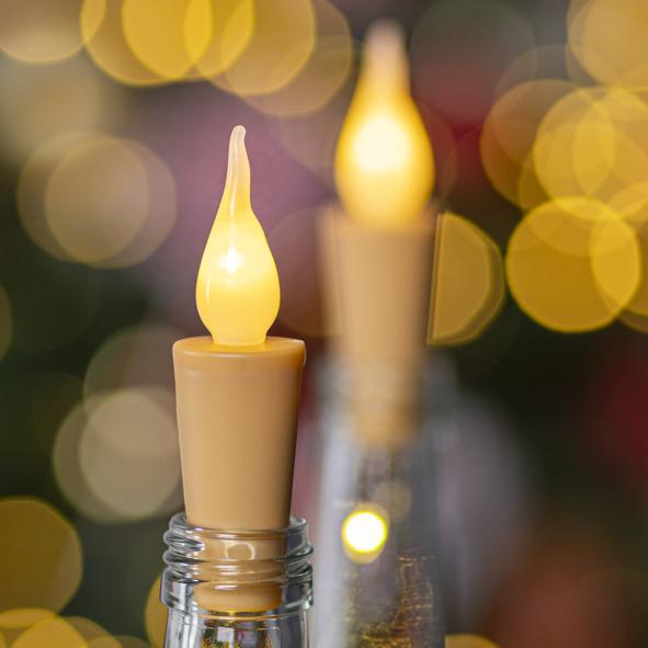 2er Set LED Flaschenkorken mit Flamme