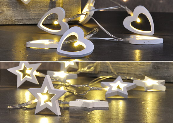LED Batterie-Lichterkette "Herz oder Sternmotiv"