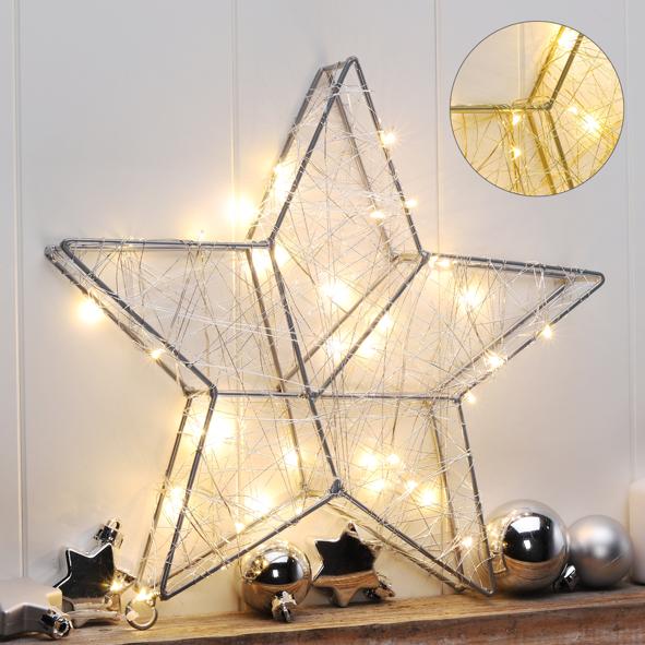 Metall Stern mit 40 warm weißen LEDs