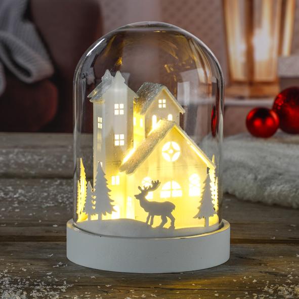 Deko - Glasglocke mit Hausdeko