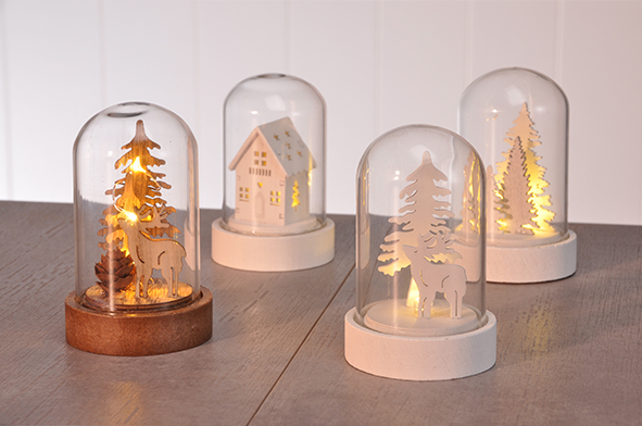 Deko - Glasglocke mit weihnachtlichen