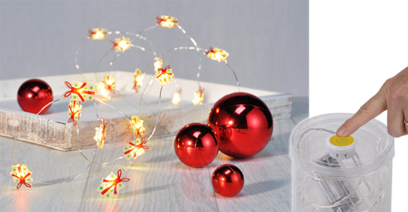 Kupferlichterkette mit 20 LED, versch. Motive