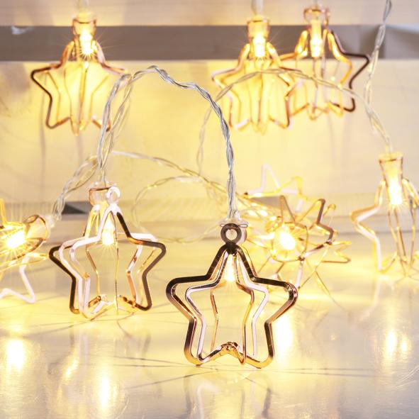 LED Batterie-Lichterkette "Sternmotiv rosegold"