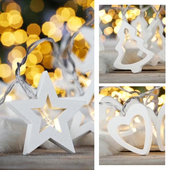 LED Batterie-Lichterkette "Stern,Tanne,Herz"