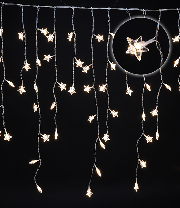 LED Lichtervorhang mit Sternen
