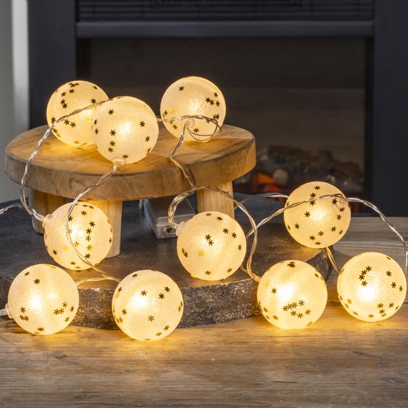 Lichterkette mit 10 Glitzerbällen