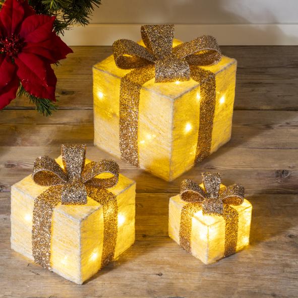 3er Set LED Geschenkboxen