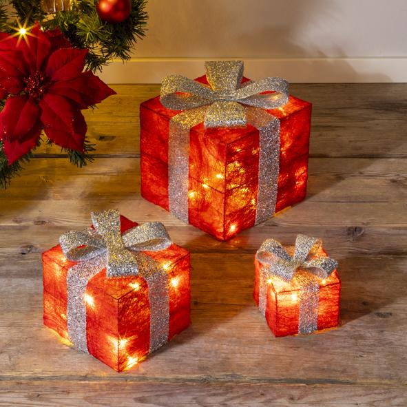 3er Set LED Geschenkboxen