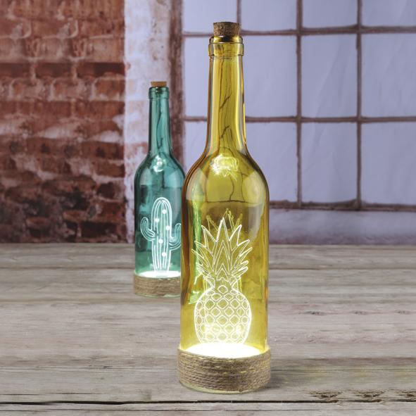 Farbige Glasflasche mit LED