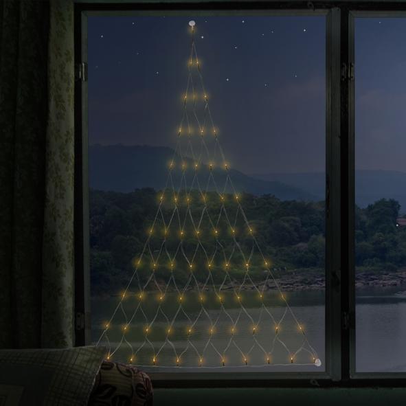 LED Batterie Lichternetz im Tannenbaumdesign