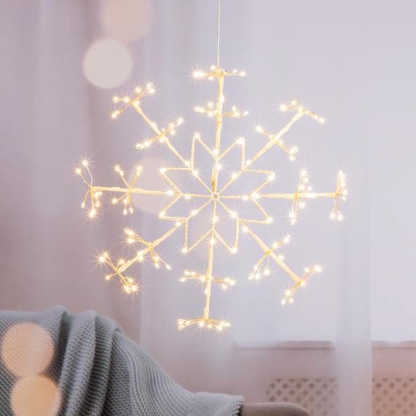 LED Schneeflocke mit 158 warm weißen LEDs