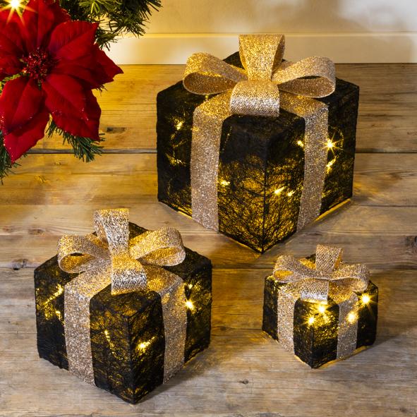 3er Set LED Geschenkboxen