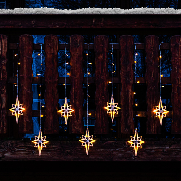 LED Lichtervorhang mit Sternen