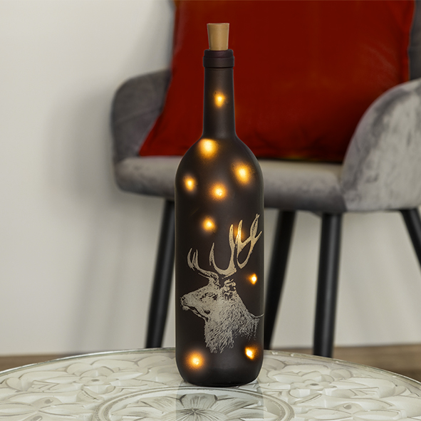 Glasflasche mit 10 warm weißen LEDs